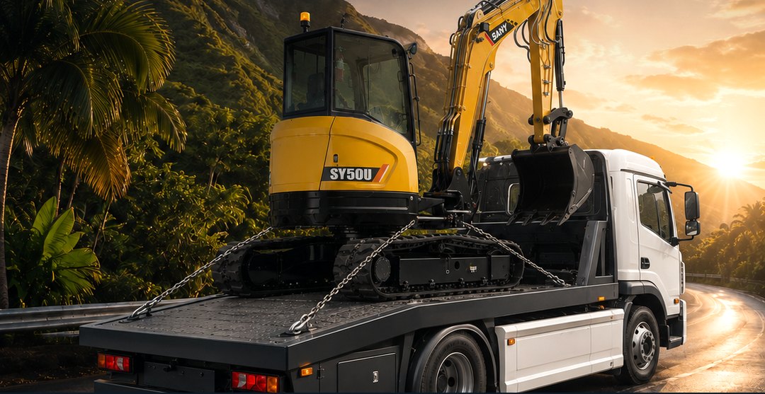 Transport de la pelle sur votre chantier